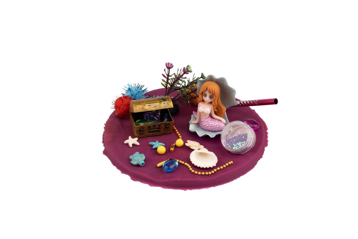 Mermaid doh scene with a treasure chest